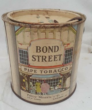 Bond Street Pipe Tobacco Tin Can With Stamp And Key