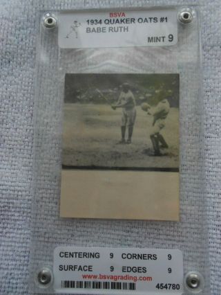 1934 Quaker Oats @1 Babe Ruth 1 Picture Batting 1 Picture Outfield