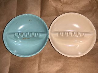 (2) Vintage Ashtrays Willert Home Products Blue & Gray Melamine