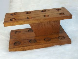Vintage Handmade Solid Wood Pipe Display Stand Rack Pipe Holder Holds 8 Pipes