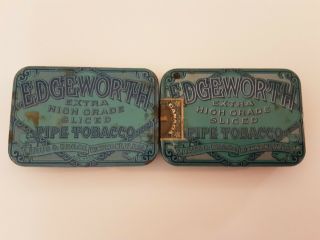 2x Vintage Edgeworth Pipe Tobacco Tin Blue 1 With Stamp Empty