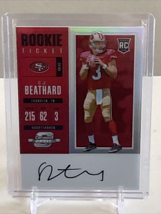 2017 Contenders Optic Red Rookie Ticket Auto Cj Beathard 01/75 Sf 49’ers