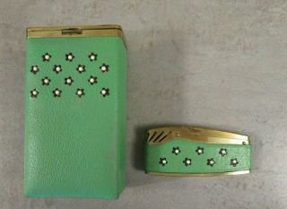 Vintage Princess Gardner Cigarette Flip Top Case & Matching Lighter - Green