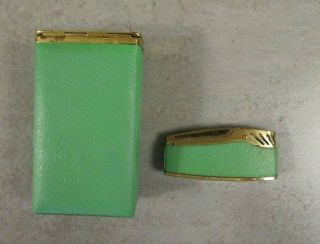 Vintage Princess Gardner Cigarette Flip Top Case & Matching Lighter - Green 2