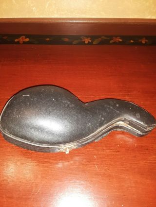 Vintage Black Leather Pipe Case With White Lining Hinged With Clasp Meerschaum