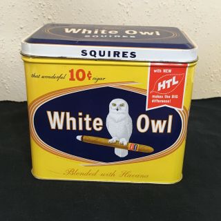 Vintage White Owl Squires Cigar Tobacco Tin
