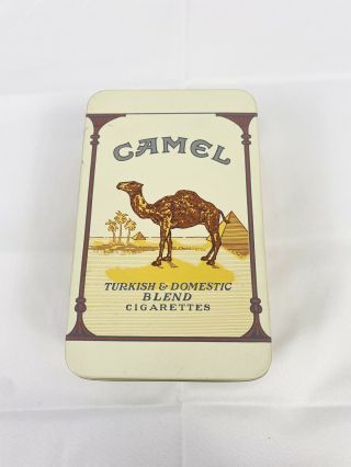 Vintage 1990s Camel Cigarette Tin Storage Box Hinged Lid 5.  5x 3.  5 X 2 - Empty