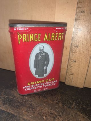 Vintage Prince Albert Crimp Cut Pipe And Cigarette Tobacco Tin 1 1/2 Oz.