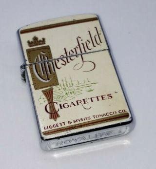 Vintage Chesterfield Cigarettes Royalite Windproof Tobacco Lighter