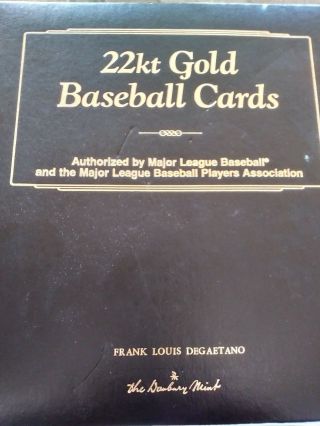Danbury 22kt Gold Baseball Cards.  Complete Set (50 Card) In Binder