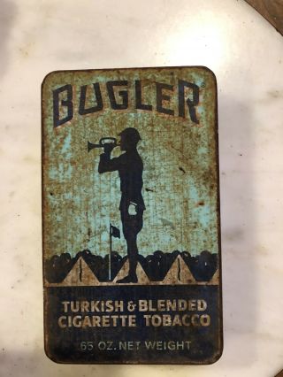 Vintage Bugler Cigarette Case Tin Blue Tobacco Tin