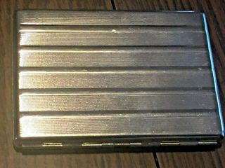 Vintage 4 " Mid - Century Metal Silver - Tone Cigarette Case In Cond