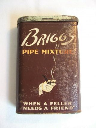 Vintage Briggs Pipe Mixture Tobacco Smoking Tin W/ Striker & Partial Tax Stamp