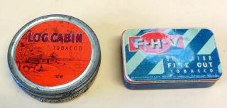 2 Tobacco Tins | Log Cabin | F - H - V | Circa 1960 ' s | ✔️✔️ | 2