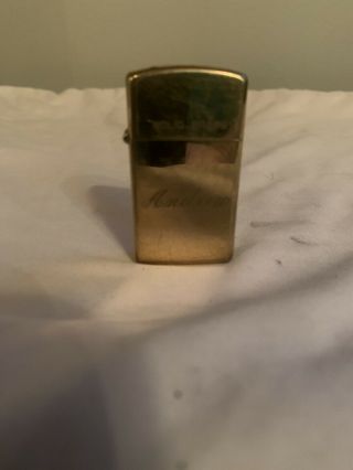Vintage Zippo 1932 - 1986 Slim Solid Brass Lighter Engraved Andrew