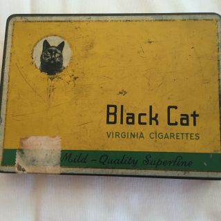Vintage Black Cat Virginia Cigarette Metal Case