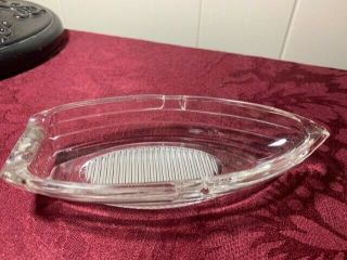 Vintage Pressed Glass Row Boat Ashtray Made In Usa W/patent Mark