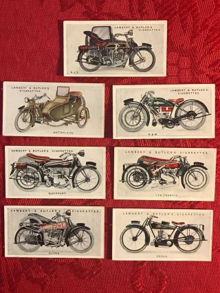 1923 Lambert & Butler 7 Card Subset - Motorcycles - Cigarette Cards - Scarce -