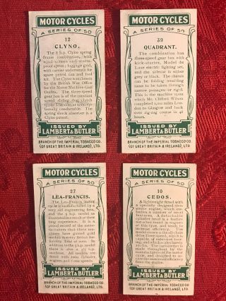 1923 LAMBERT & BUTLER 7 CARD SUBSET - MOTORCYCLES - CIGARETTE CARDS - SCARCE - 3