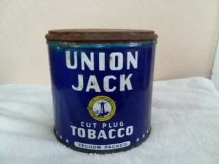 Vintage Union Jack Brand Cut Plug Tobacco Tin Larus & Brother Co.  Richmond,  Va