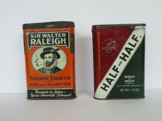 (2) Vintage Sir Walter Raleigh & Half - Half Burley Bright Tobacco Tins