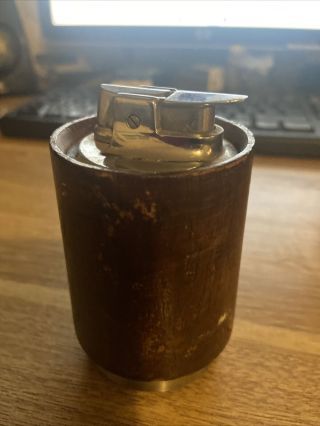 Vintage Ronson Brown Wooden Table Lighter