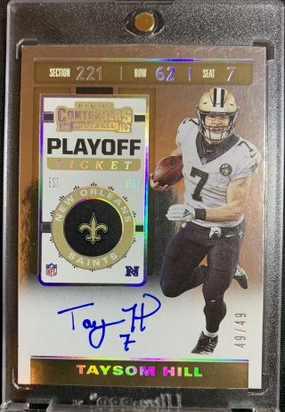2019 Panini Contenders Taysom Hill Auto Autograph Playoff Ticket 49/49 Saints