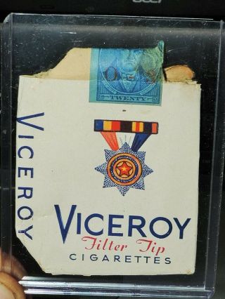 Vintage Viceroy Cigarette Tobacco Filter Tip Empty Pack Medal Advertising No Tin