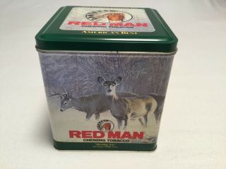 Vintage 1995 Limited Edition Red Man Chewing Tobacco Tin Whitetail Deer