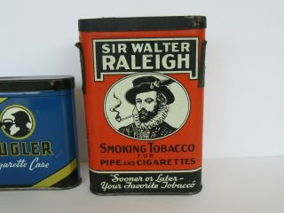 (2) Vintage Sir Walter Raleigh & Bugler Cigarette Case Tobacco Tins 3