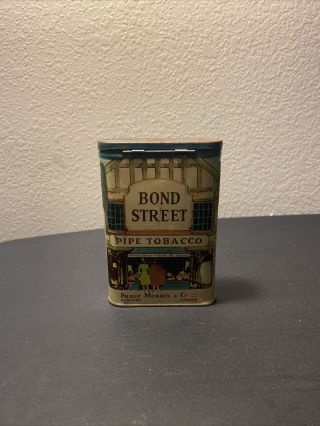 Vtg 1940’s Bond Street Pipe Tobacco Tin Phillip Morris & Co Cigarette Pocket Can