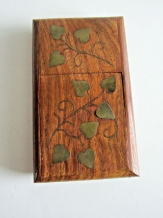 Vintage Wooden Cigarette Case - - Holds 5 Thin Cigarettes - - Made In India