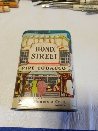 Bond Street Pipe Tobacco - Philip Morris Tin Litho Verticle Pocket Can Tax Stamp