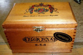 Cigar Box Flor Fina 8 - 5 - 8 Natural,  A Fuente Empty Wood Stash Crafts