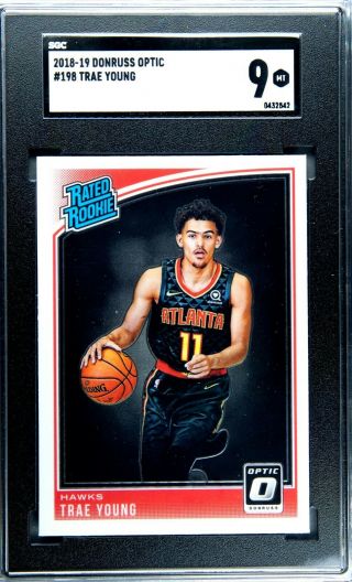 2018 19 Donruss Optic Trae Young Rookie Card Graded Sgc 9 Hawks