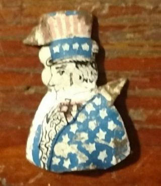 C1900 Tobacco Tag Uncle Sam Early Rare Patriotic Lithographed Tin Tt19