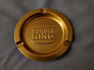 Vintage Burger King Gold Metal Ashtray 3 & 1/2 " Diameter