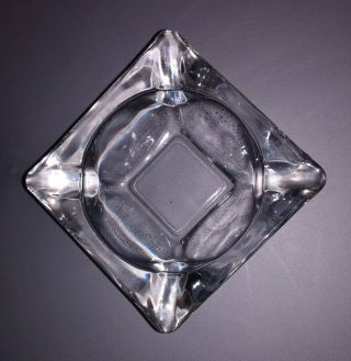 Vintage Mid Century Modern Heavy Crystal Clear Glass 3.  4 " Square Ashtray