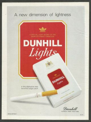 Dunhill Lights - Cigarettes - 1995 Print Ad