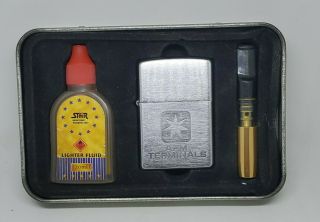 Vintage Zippo Cigarette Lighter With Holder And Case Apm Terminal