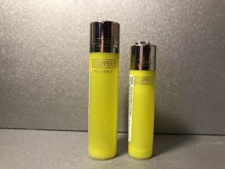 Rare Pastel Yellow Clipper Lighter Set - Set Of Two
