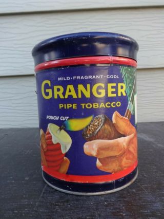 Vintage Christmas Granger Pipe Tobacco Tin Season ' s Greetings Paper Label 3