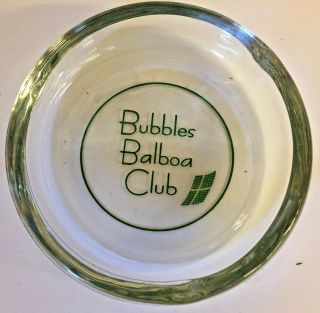 Vintage Bubbles Balboa Club Glass Advertising Ashtray California Park Green Fun