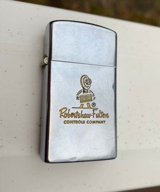 Vintage Zippo Lighter Robertshaw Fulton Controls Company Monogram On Back