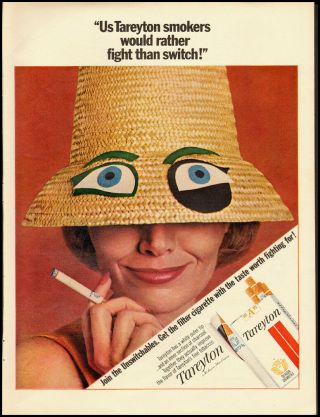 1966 Vintage Ad For Tareyton Cigarettes/straw Hat With Eyes In Ad (041313)