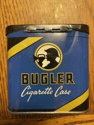 Vintage Bugler Cigarette Case Tin Blue TOBACCO TIN Louisville,  Kentucky USA 2