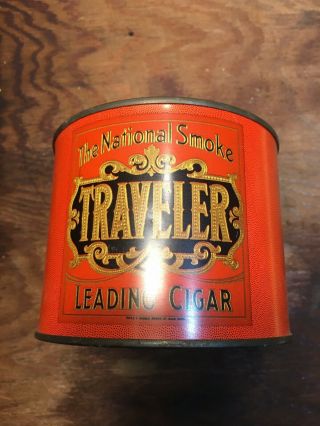 Vintage The National Smoke Traveler Leading Cigar Tin Can