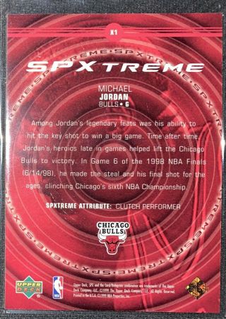1999 - 2000 SPx Micheal Jordan Spxtreme RARE Insert SP Last Dance X1 2