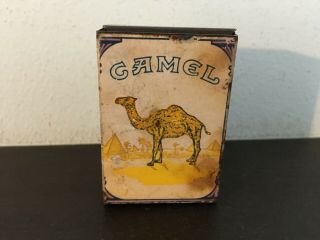 Vintage Camel Metal Match Holder - Match Safe - Antique - Advertising