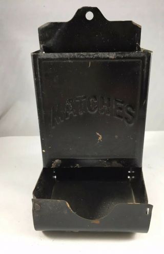 Antique Vintage Tin Metal Match Box.  Wall Mount.  Stick Matches Matchbox Holder.